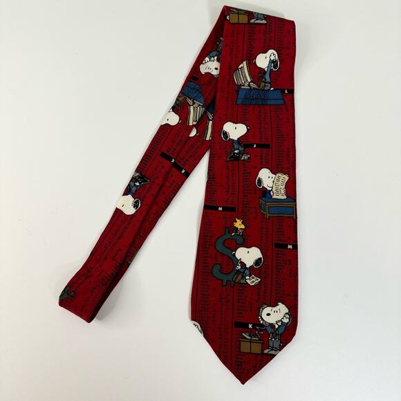 Peanuts Snoopy Outrageously Successful Silk Tie Adjustable Red Mens One Size - Picture 2 of 7